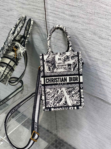 CD Mini Book Tote 13.5 Cm Black Beige 336416