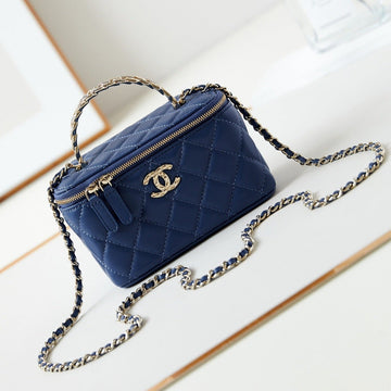24A Vanity 17 Dark Blue Lambskin Gold Hardware