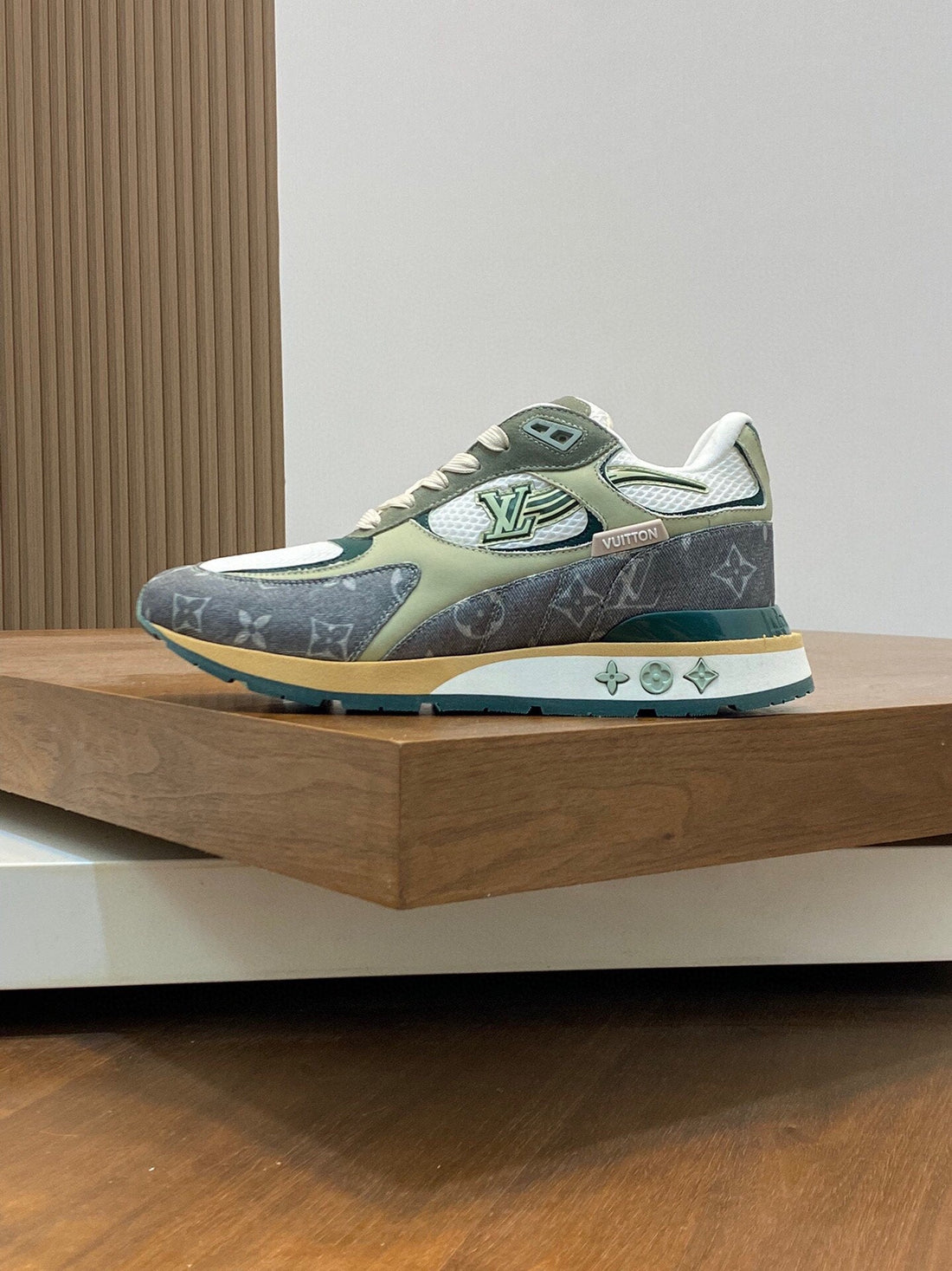 LV Run Way Trainers Shoes Light Grey