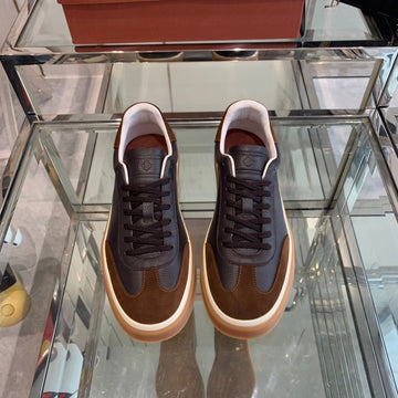 Lp Tennis Walk Sneakers Anchor And Brown Calfskin