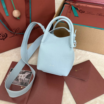 Micro Bale Bag In Light Blue Calfskin