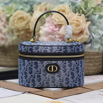 Caro Small 20 Vanity Case In Cerulean Blue Monogram Denim