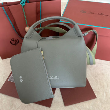 Medium 36 Bag In Ash Gray Calfskin With Gold Hardware