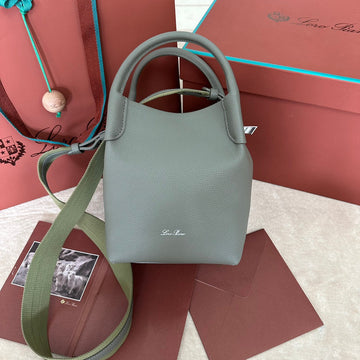 Small 21 Bale Bag In Basil Green Grained Calfskin With Gold Hardware