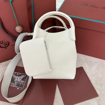 Small 21 Bale Bag In White Grained Calfskin