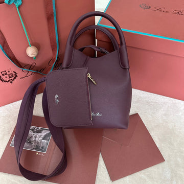 Small 21 Bale Bag In Sangria Purple Grained Calfskin With Gold Hardware