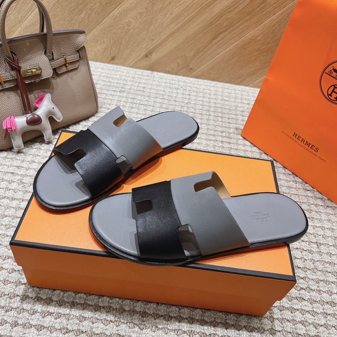 Hm Izmir Sandals Gray Black Calfskin 294940