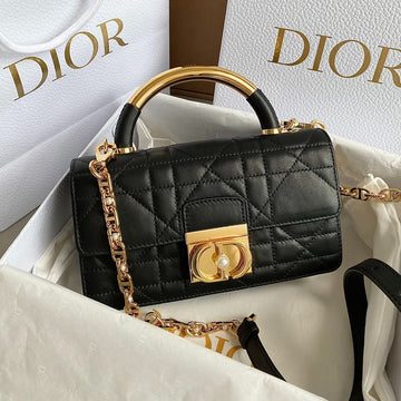 Mini Ange 20 Bag In Black Calfskin