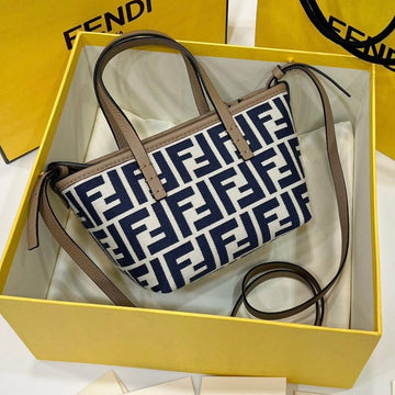 Mini Roll Bag 15 Midnight Blue Mix White Ff Jacquard Fabric