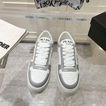 Pra Downtown Bold Sneakers White And Light Gray Calfskin
