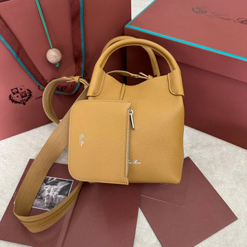 Small 21 Bale Bag In Mustard Yellow Grained Calfskin
