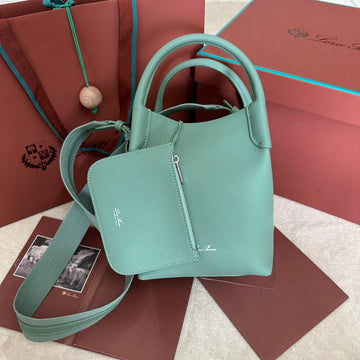 Small 21 Bale Bag In Green Mint Grained Calfskin