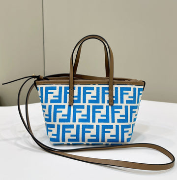 Mini Roll Bag 15 Ocean Blue Mix White Ff Jacquard Fabric