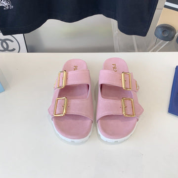 Pra Strap Slides Sandals Pastel Pink Suede