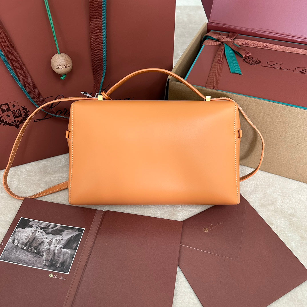 Extra Bag L27 In Neon Orange Smooth Calfskin With Gold Hardware
