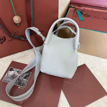 Micro Bale Bag In Pale Gray Calfskin