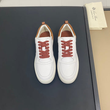 Lp Newport Walk Sneakers White And Brown Calfskin