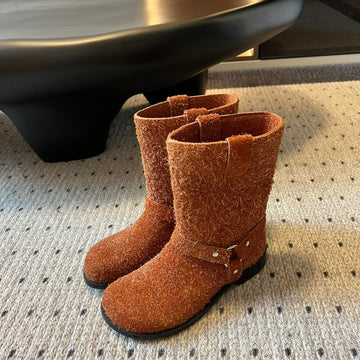 Loewe Knight Boots Caramel Brown Suede Cowhide 478448