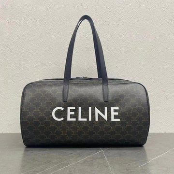 Celine Duffle Bag Bag Triomphe Black Beige Canvas & Calfskin