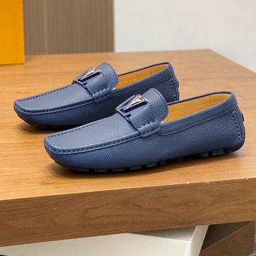 LV Loafer In Navy Blue Wrinkle Calfskin