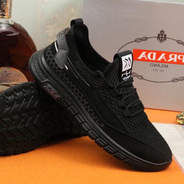 Pra Sneaker In Black Breathable Flyknit Stretch Fabric