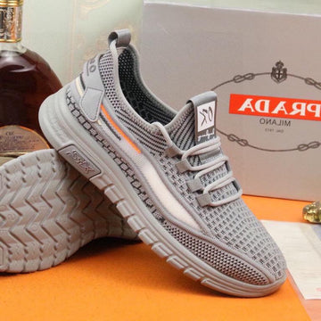 Pra Sneaker In Grey Breathable Flyknit Stretch Fabric