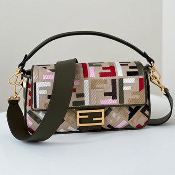 Baguette Canvas 27 Bag With Multicolour Ff Embroidery Gold Hardware