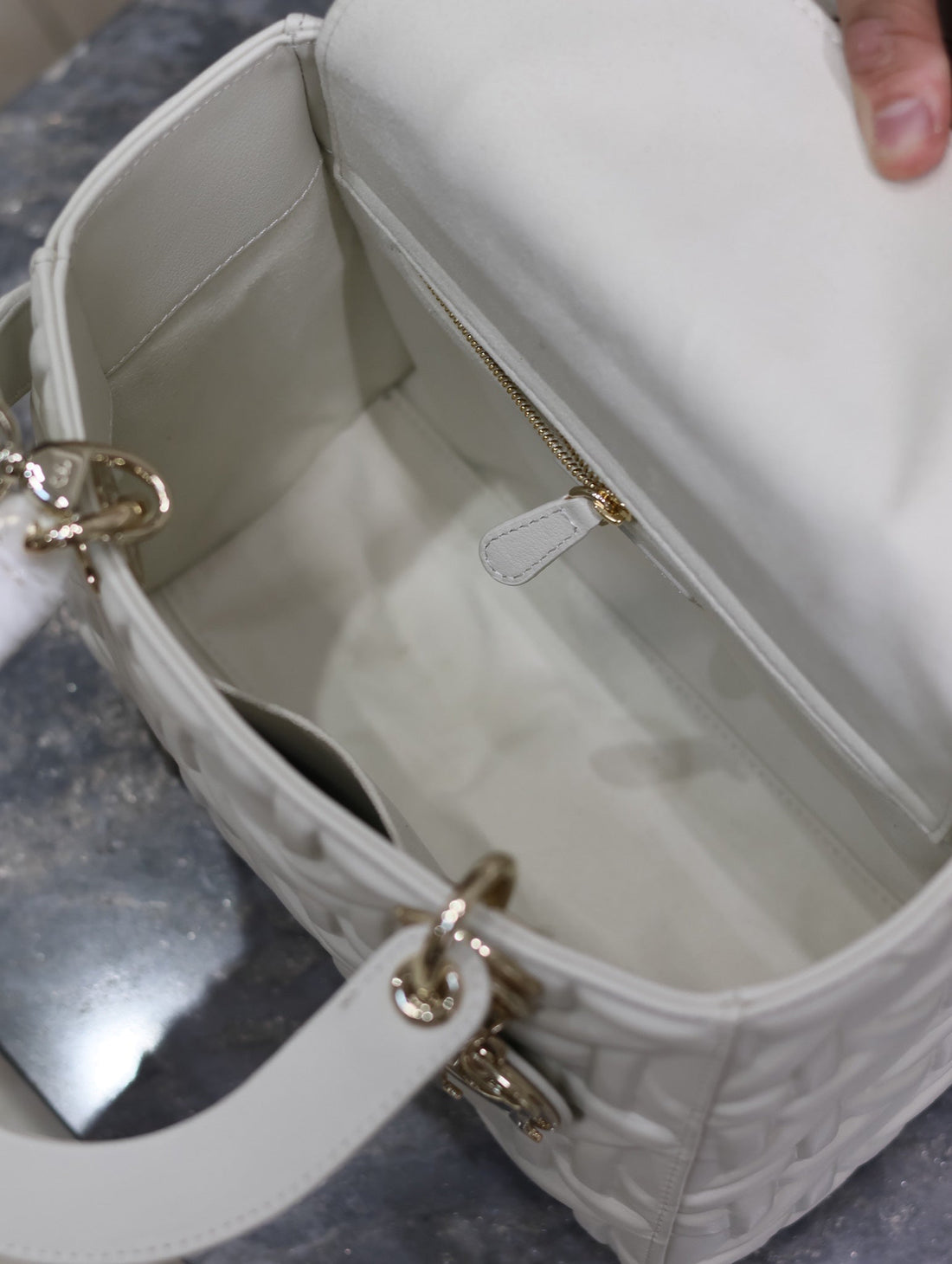 Lady Bag 20CM White Graphic Lambskin
