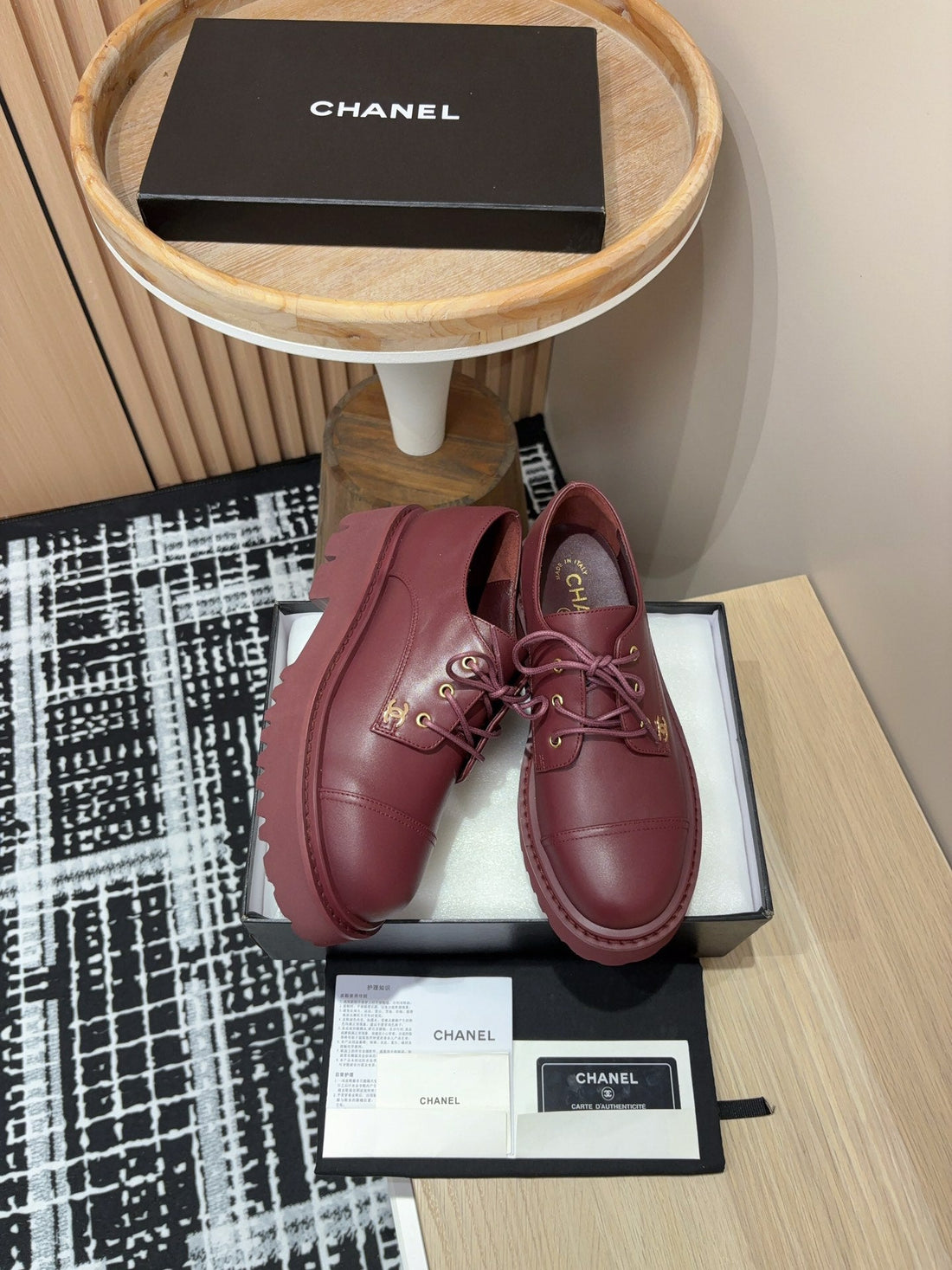 CC Oxford Shoes In Burgundy Red Calfskin