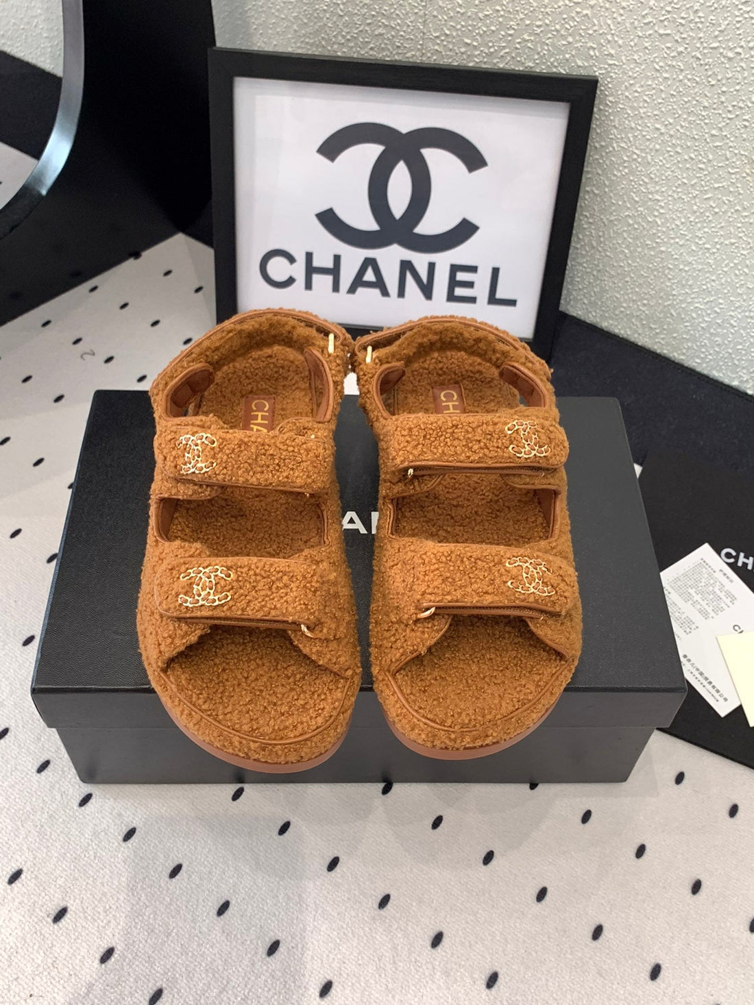 CC Dad Sandal Bronze Brown Lamb Fur