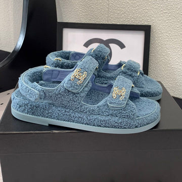 CC Dad Sandal Aegean Blue Lamb Fur