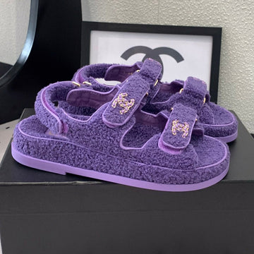 CC Dad Sandal Plum Purple Lamb Fur