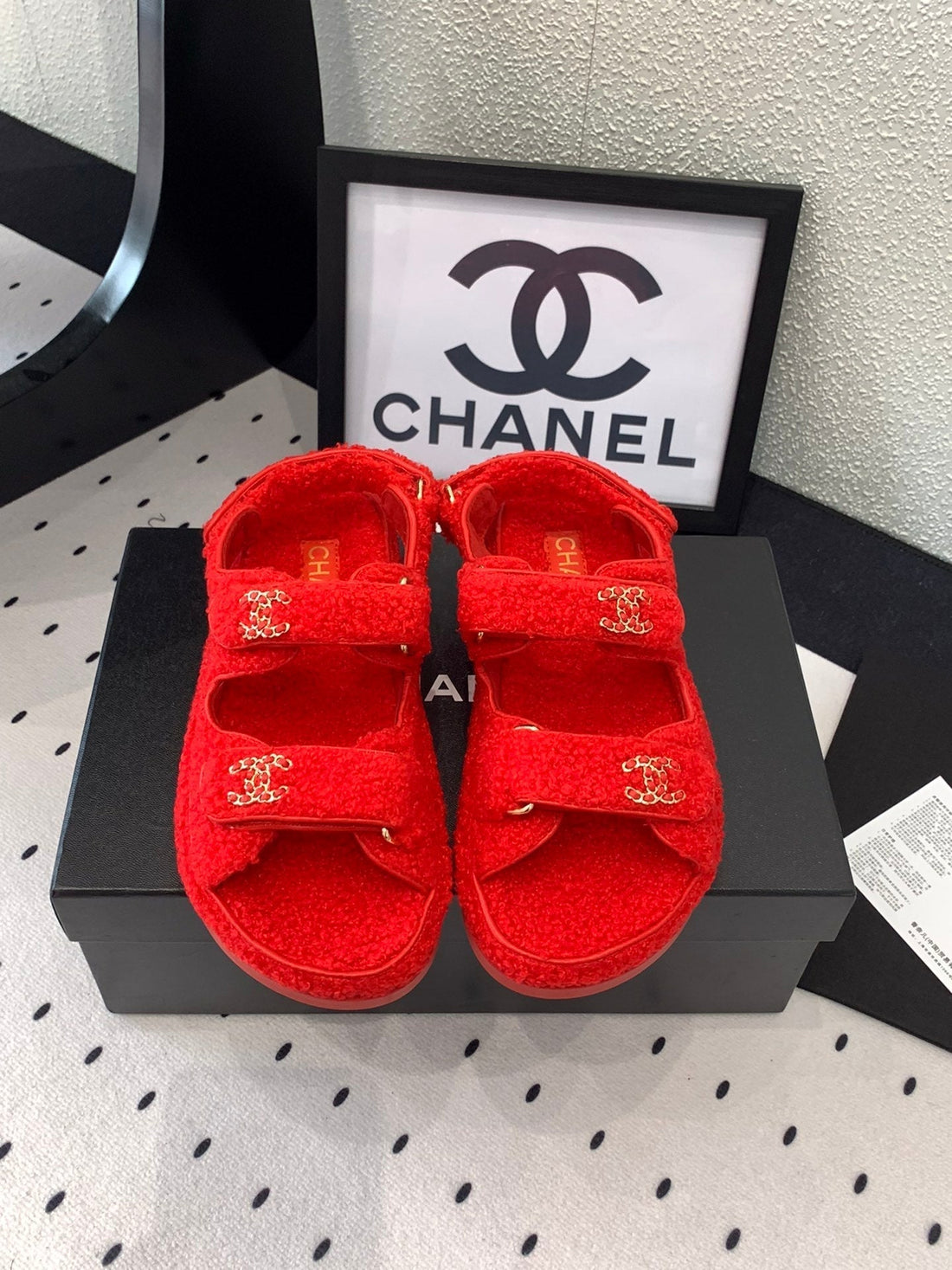 CC Dad Sandal Crimson Red Lamb Fur
