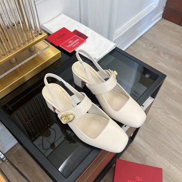Vl Mary-Jane Vlogo Locker Slingback Pumps White Sheepskin 60 Mm