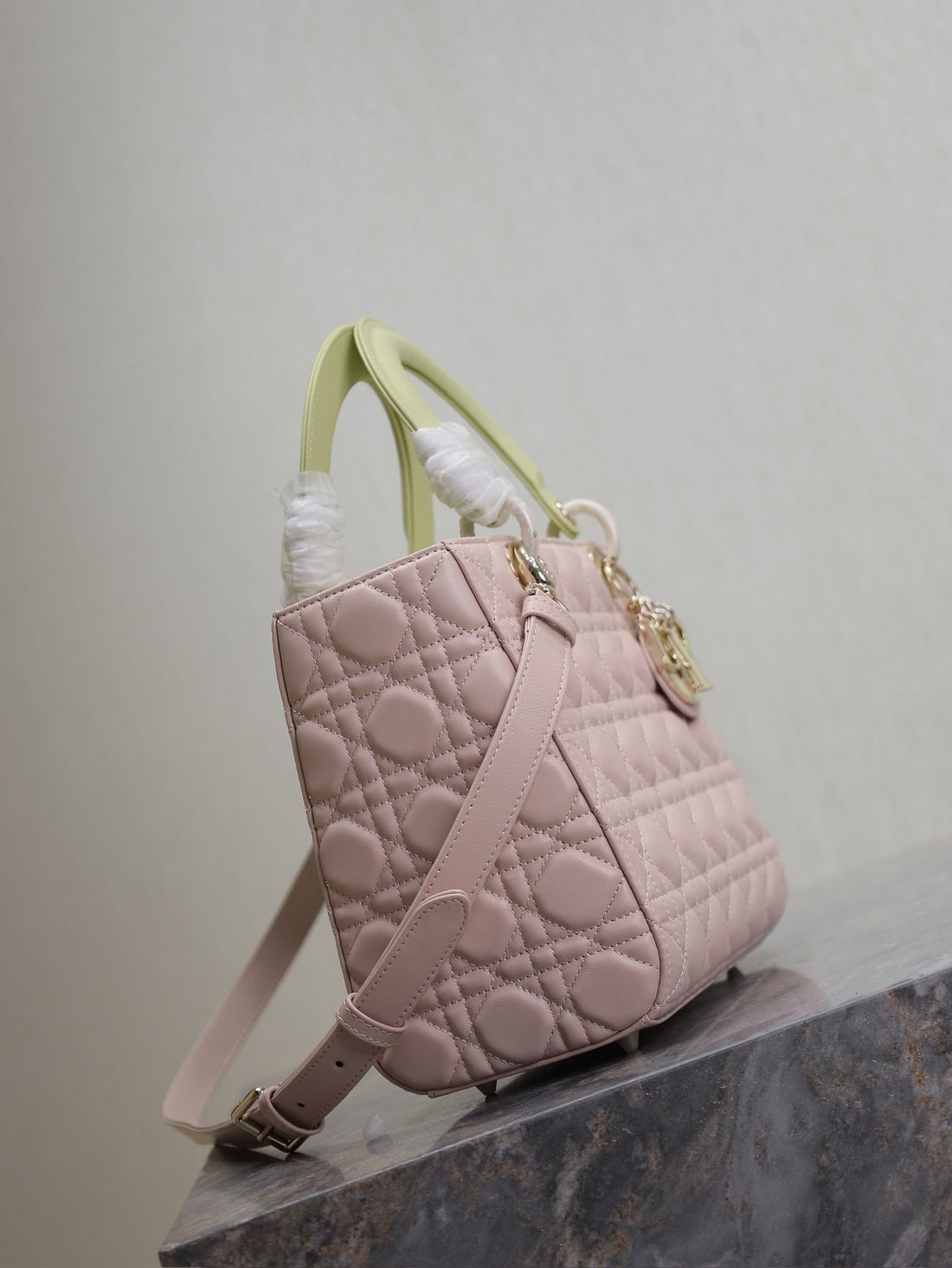 Lady Bag 20CM Pink Pale Green Lambskin