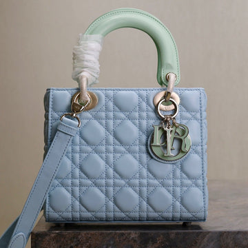 Lady Bag 17CM Celeste Blue Pale Green Lambksin