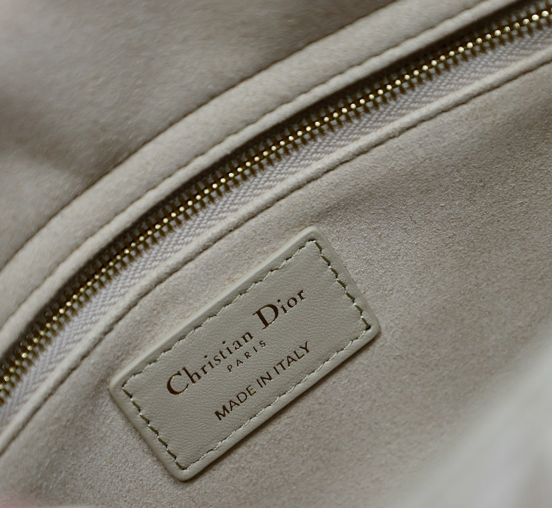 Lady Bag 20CM Beige White Lambskin