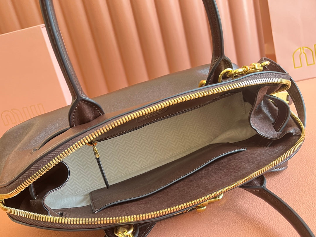 Aventure Nappa Bag 33 In Cedar Brown Lambskin Gold Hardware