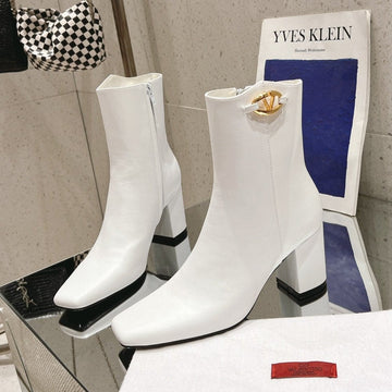 Vlogo The Bold Edition Ankle Boot In White Calfskin 70MM