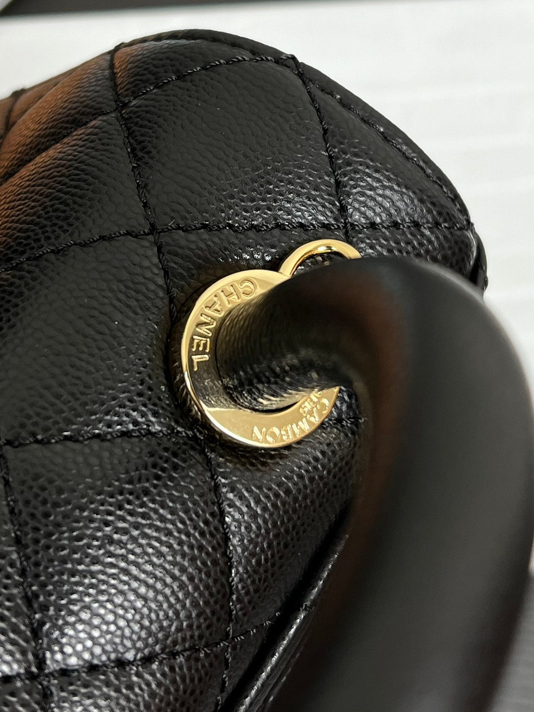 Coco Handle Flap Bag 19CM Black Grained Calfskin Gold Hardware