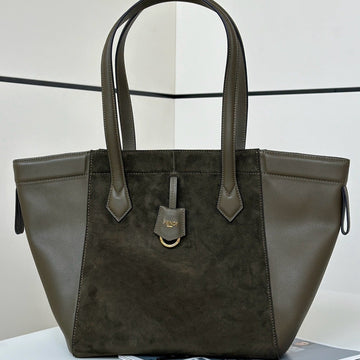 Origami Medium 27 In Army Green Lambskin And Suede