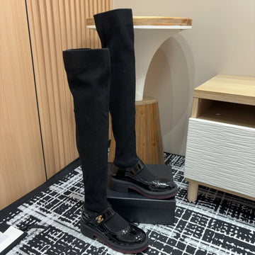 CC High Boots 50MM Black Wool And Cowhide