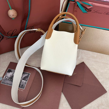 Micro Bale Bag In White Mix Bronze Brown Calfskin
