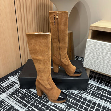 CC High Boots 90MM Brown Black Suede