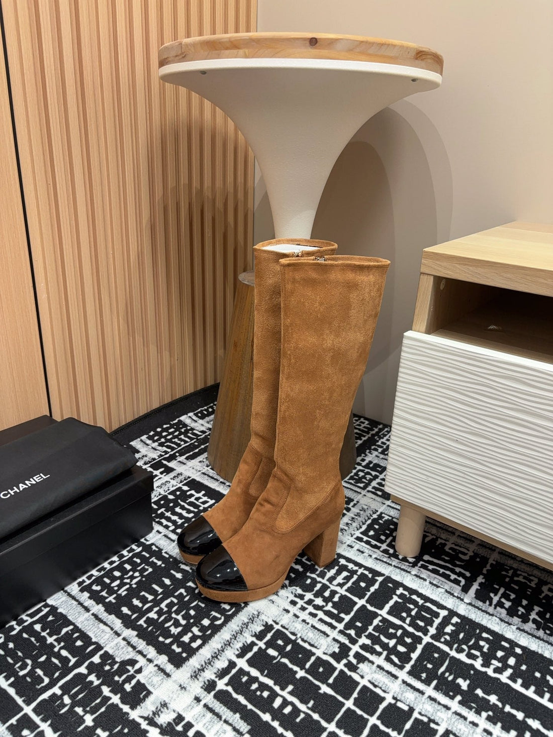 CC High Boots 90MM Brown Black Suede