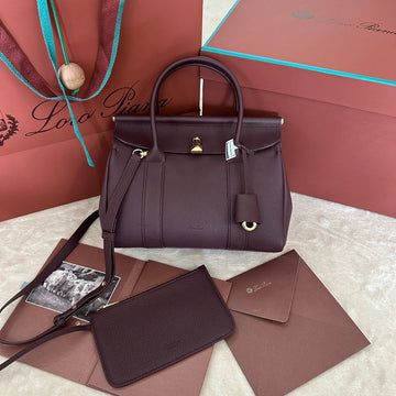 Loom Bag 25 In Wine Purple Calfskin With Gold Hardware