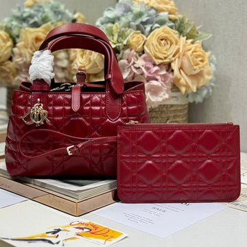 Mini 23 Toujours Bag In Ruby Red Macrocannage Lambskin