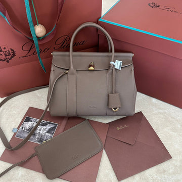 Loom Bag 25 In Cedar Brown Calfskin With Gold Hardware