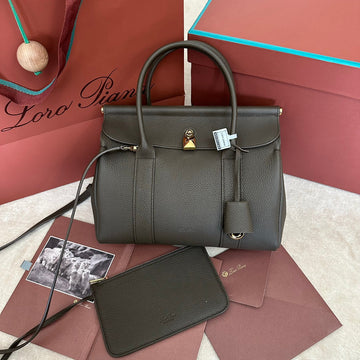 Loom Bag 25 In Mocha Brown Smooth Calfskin With Gold Hardware