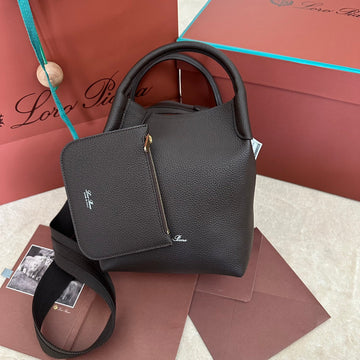Small 21 Bale Bag In Dark Brown Grained Calfskin